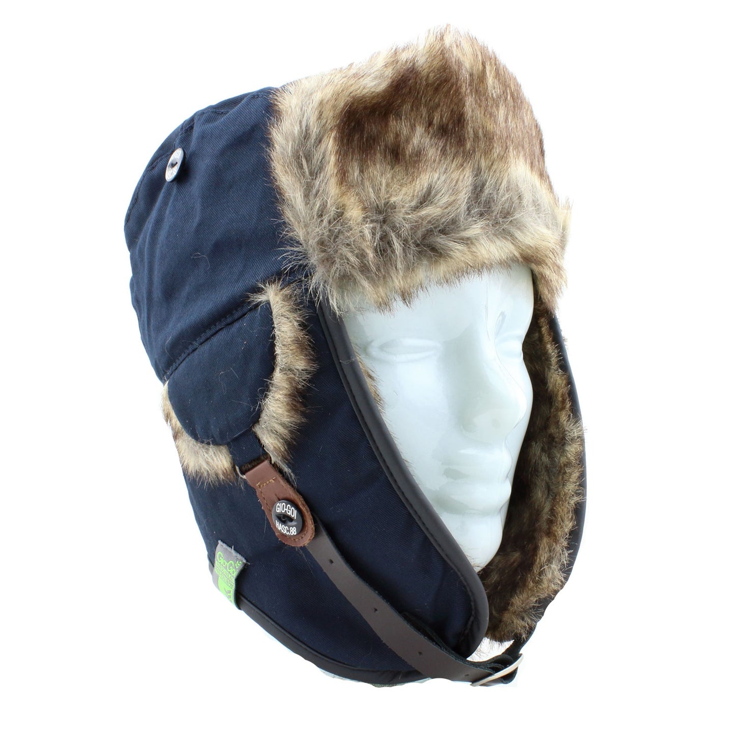 Herren Damen Winter Mütze Trapper Hat Russenmütze Fliegermütze dunkelblau