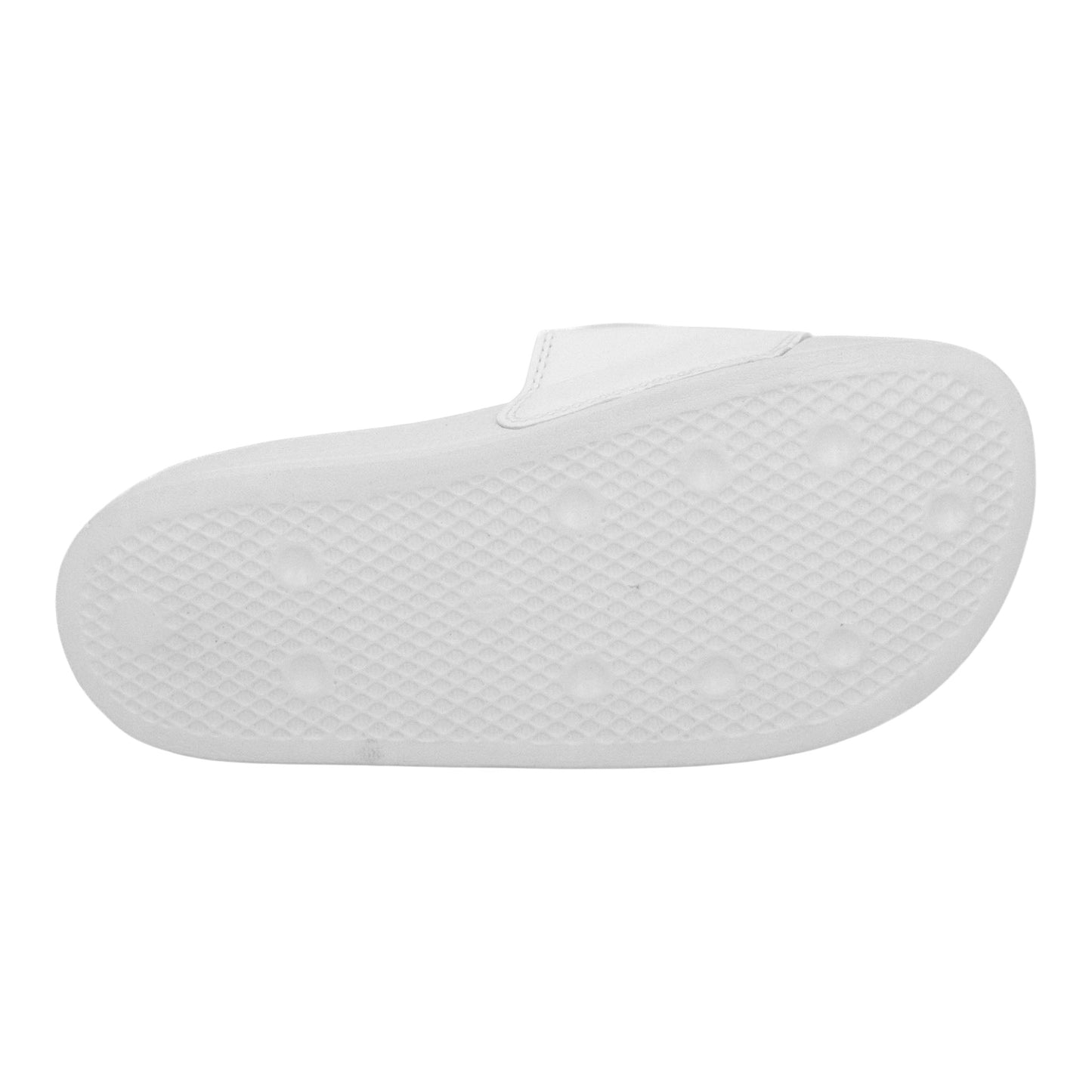 Brand Dealers Arena e.K. white Adidas Adilette Lite slip-on sandals with 3-stripes and contoured footbed.