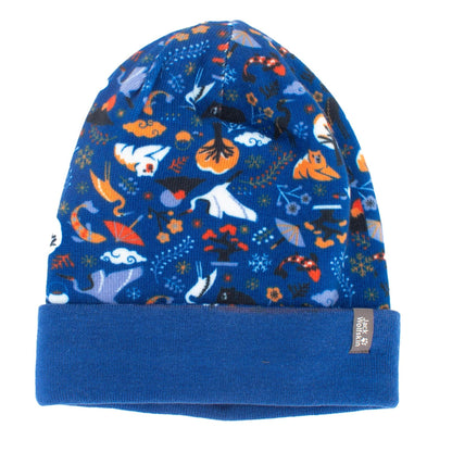 Jack Wolfskin Print Hat Beanie Kinder Mütze Druck Strick Blau 1908311-7547