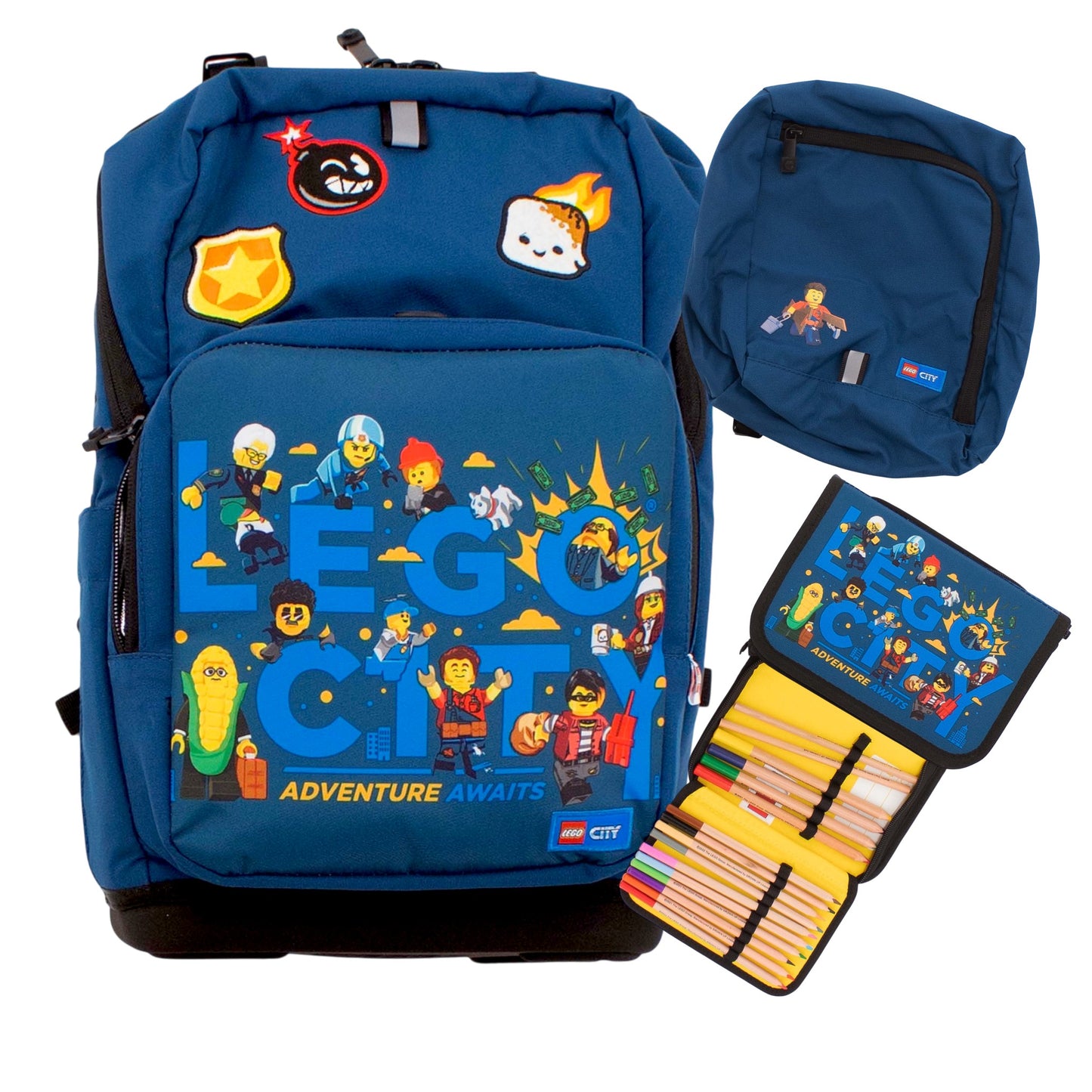 Lego City Awaits Schultasche 3-in-1-Set Schulranzen Sporttasche Federmäppchen