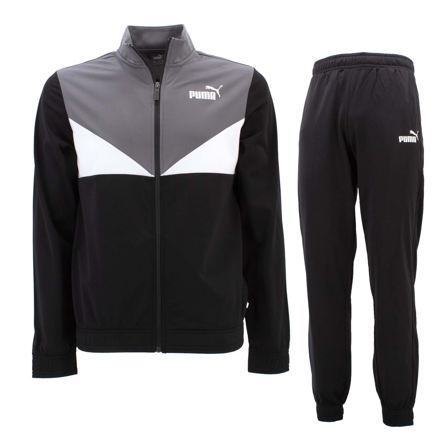 Puma Colorblock Kinder Trainingsanzug Poly Suit Jogginganzug Schwarz Jacke Hose