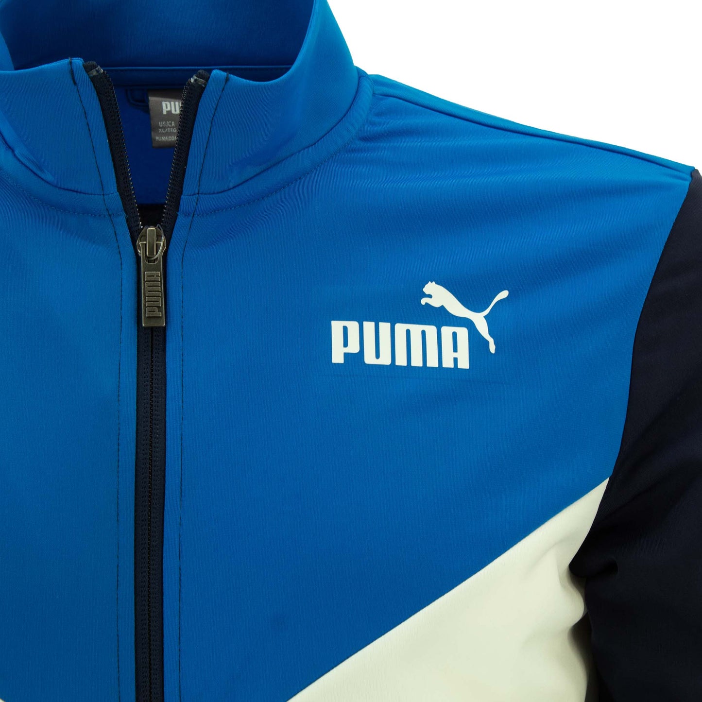 Puma Colorblock Kinder Trainingsanzug Poly Suit Jogginganzug Blau Jacke Hose