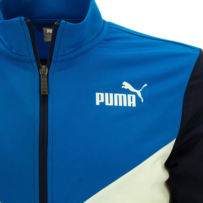 Puma Colorblock Kinder Trainingsanzug Poly Suit Jogginganzug Blau Jacke Hose