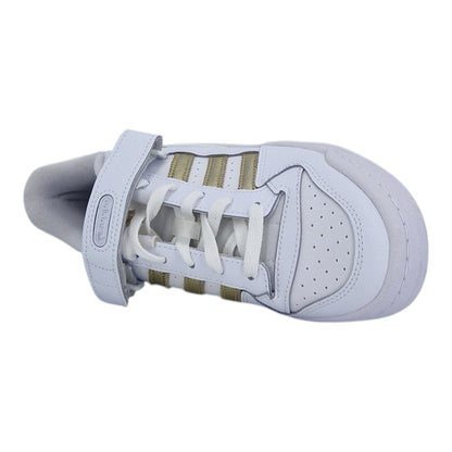 Brand Dealers Arena e.K. white leather Adidas Forum Low sneakers with gold stripes and lace-up closure.