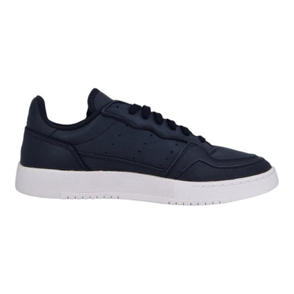Brand Dealers Arena e.K. - BDA24 navy blue vegan leather Adidas Supercourt sneakers with perforated 3-stripes and white sole.