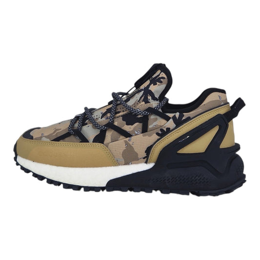 Brand Dealers Arena e.K. - BDA24 Adidas Zx 2K Boost Utility low-top sneakers in camouflage textile and synthetic with tan accents and black sole.