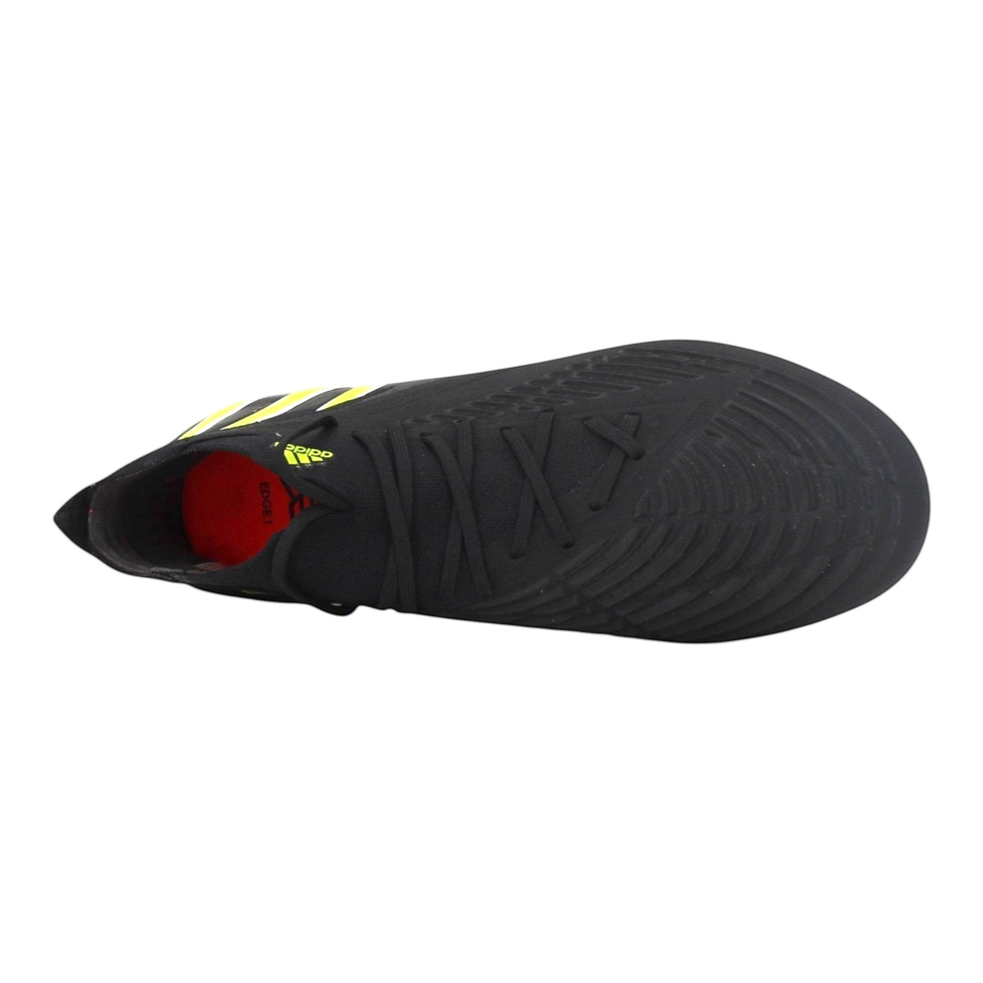 Brand Dealers Arena e.K. - BDA24 black Adidas Predator Edge.1 FG football boots with yellow accents and lace-up closure.