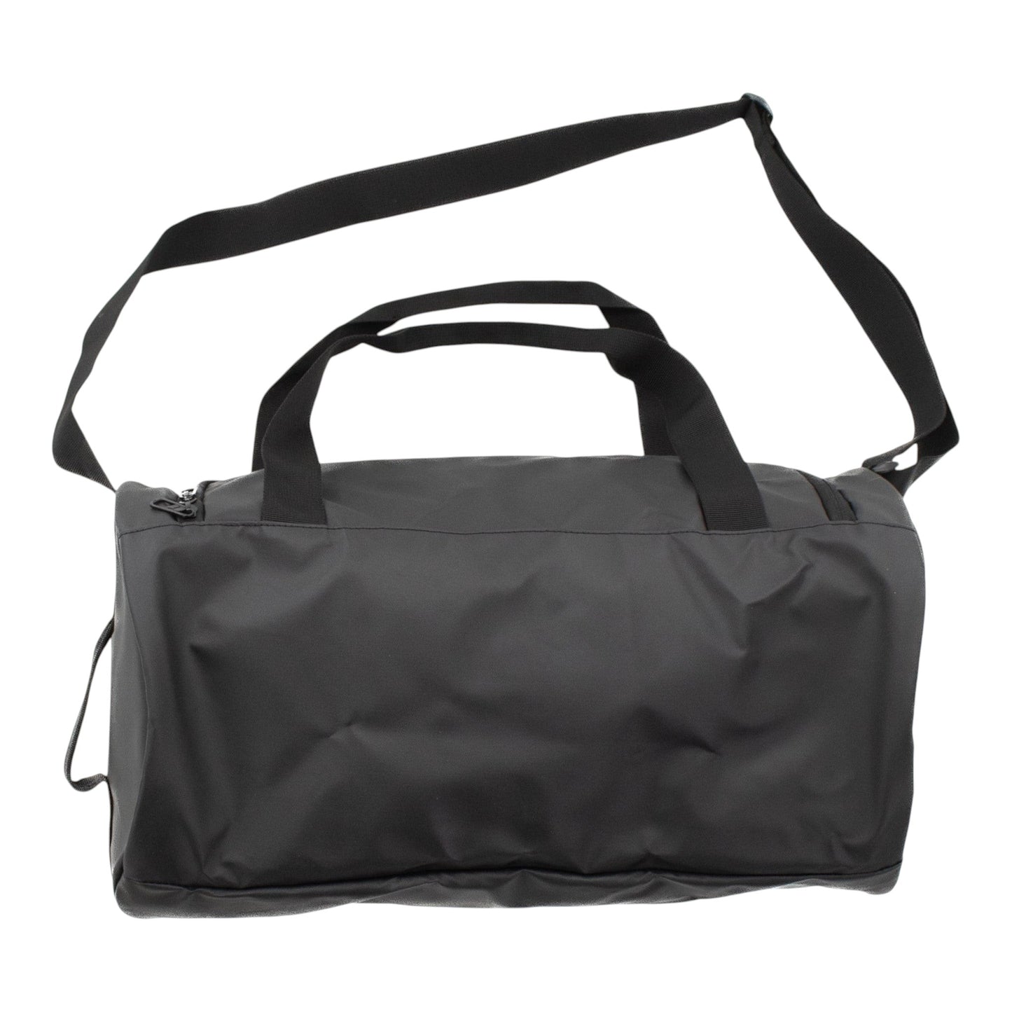 Brand Dealers Arena e.K. black polyester duffle bag with shoulder strap and carry handles, large opening main compartment and external pockets.