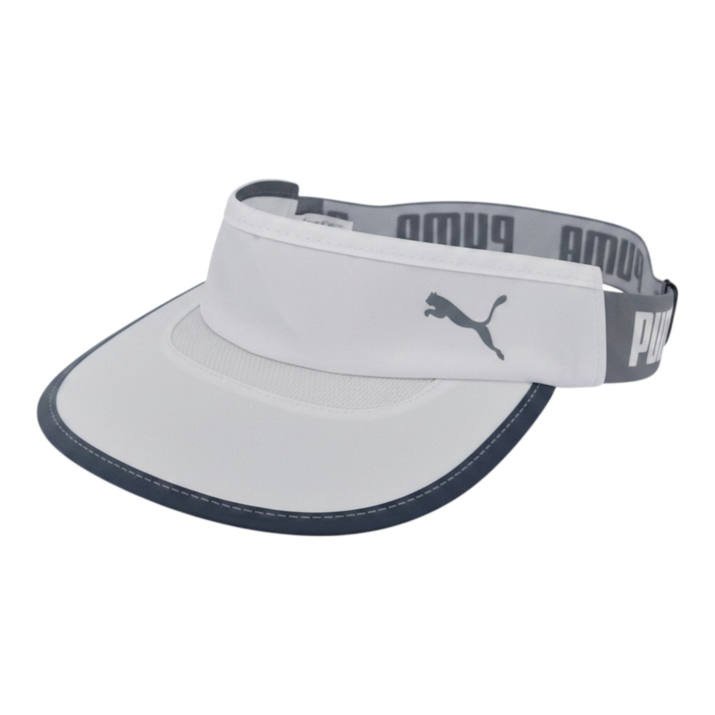 Brand Dealers Arena e.K. - BDA24: Weißer Puma Lauf-Visor mit grauem Logo und Band, ideal für Sport.