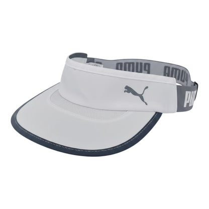 Brand Dealers Arena e.K. - BDA24: Weißer Puma Lauf-Visor mit grauem Logo und Band, ideal für Sport.