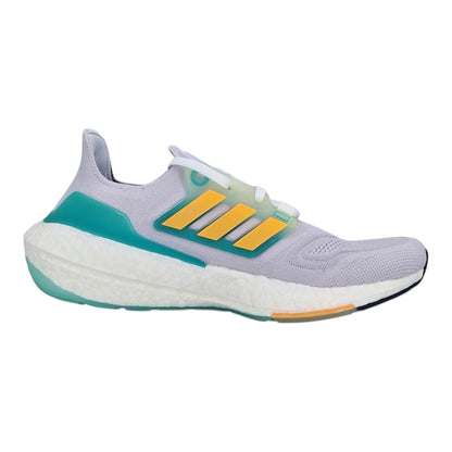 Brand Dealers Arena e.K. - BDA24 Adidas Ultraboost 22 light grey textile and synthetic running shoes with yellow and teal accents.
