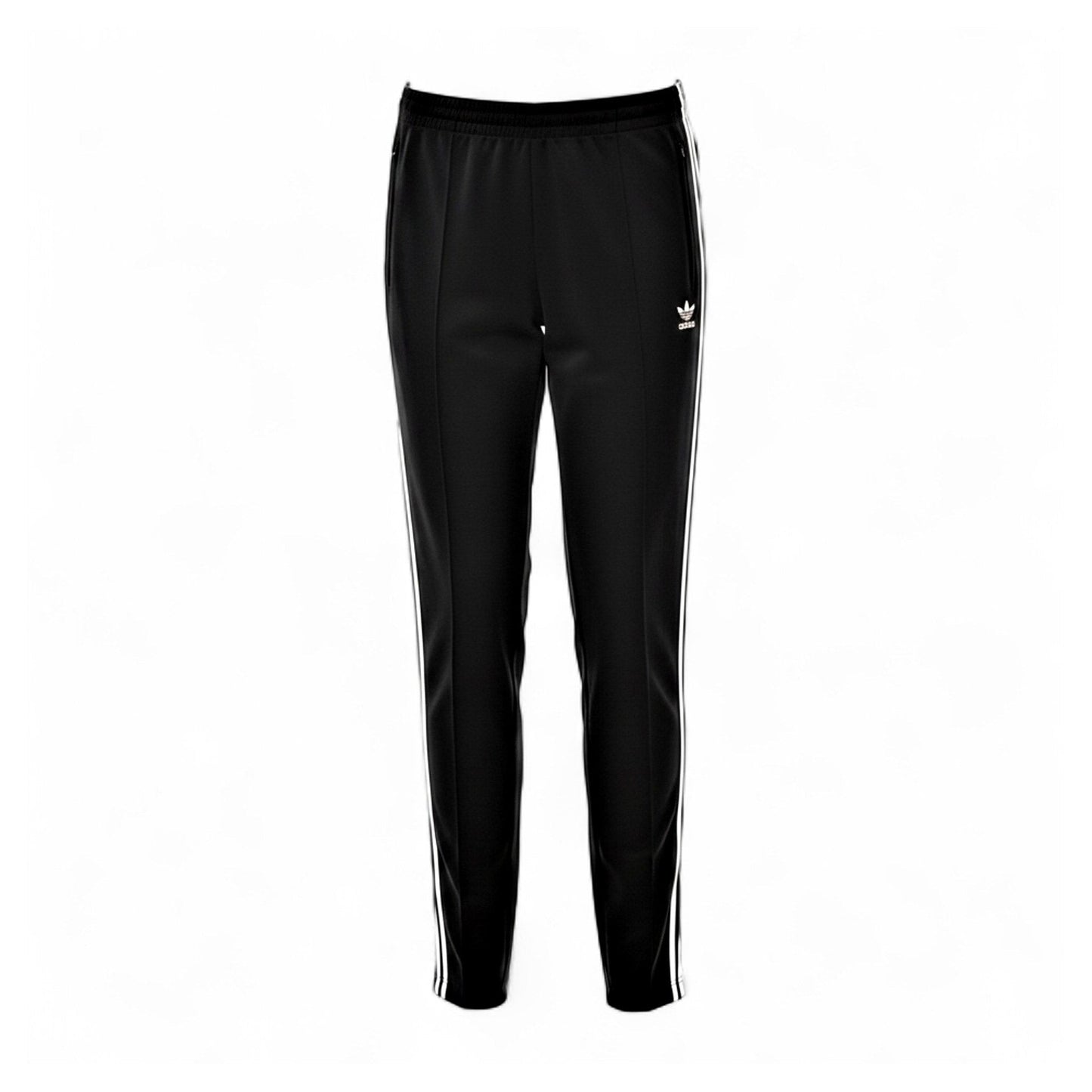 Brand Dealers Arena e.K. - BDA24 black Adidas track pants with white 3-stripes on legs and Trefoil logo.