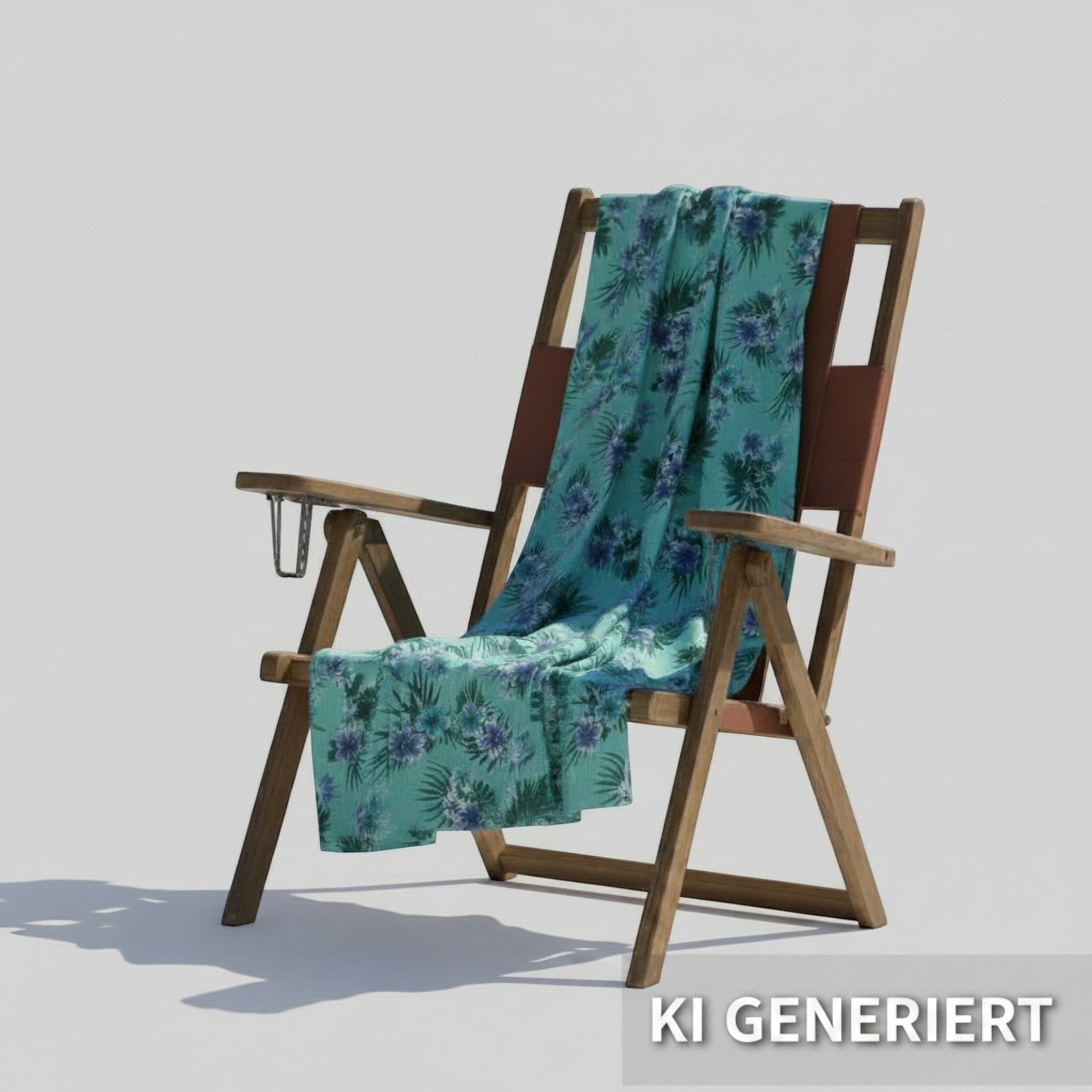Brand Dealers Arena e.K. - BDA24 Jack Wolfskin Tropical Scarf mit Blumenmuster drapiert auf einem Holz-Liegestuhl