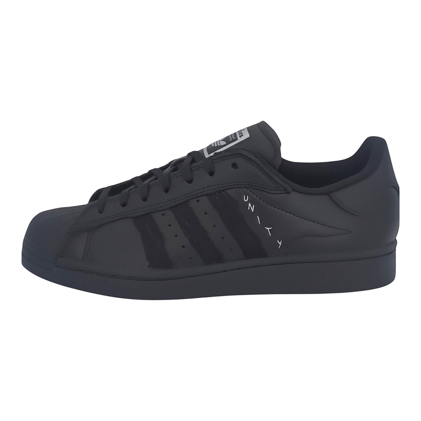 Brand Dealers Arena e.K. - BDA24: Schwarze Adidas Superstar ADV X Unity Leder-Sneaker mit Schnürung und 3-Streifen-Applikation.