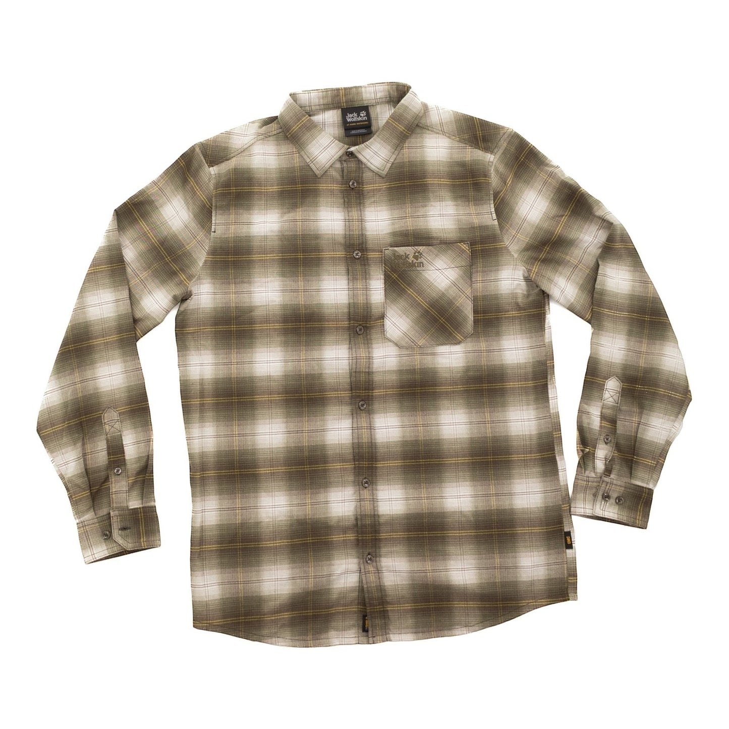 Brand Dealers Arena e.K. men's long-sleeve plaid shirt in green and white 100% cotton with chest pocket.
