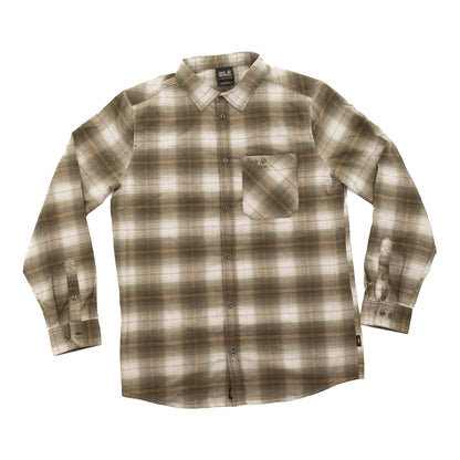 Brand Dealers Arena e.K. men's long-sleeve plaid shirt in green and white 100% cotton with chest pocket.