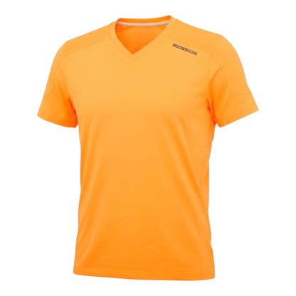 Brand Dealers Arena e.K. orange Adidas Porsche Design short sleeve V-neck t-shirt with breathable, quick-drying fabric and a zip pocket.