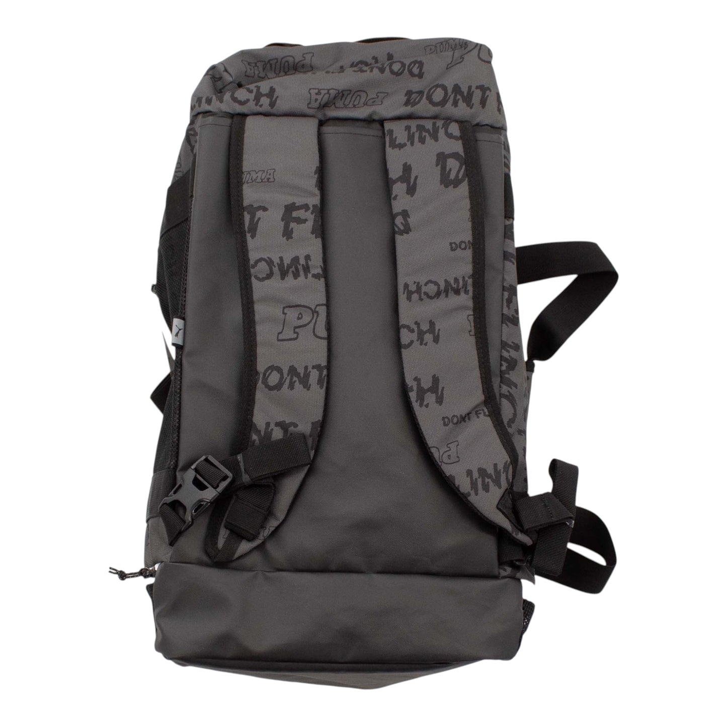 Brand Dealers Arena e.K. - BDA24 Puma basketball duffle bag in black with all-over logo print, convertible to backpack with padded straps.