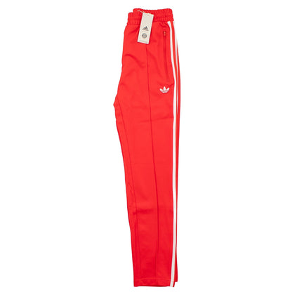 Brand Dealers Arena e.K. red Adidas Originals Beckenbauer track pants with white stripes and FC Bayern logo.