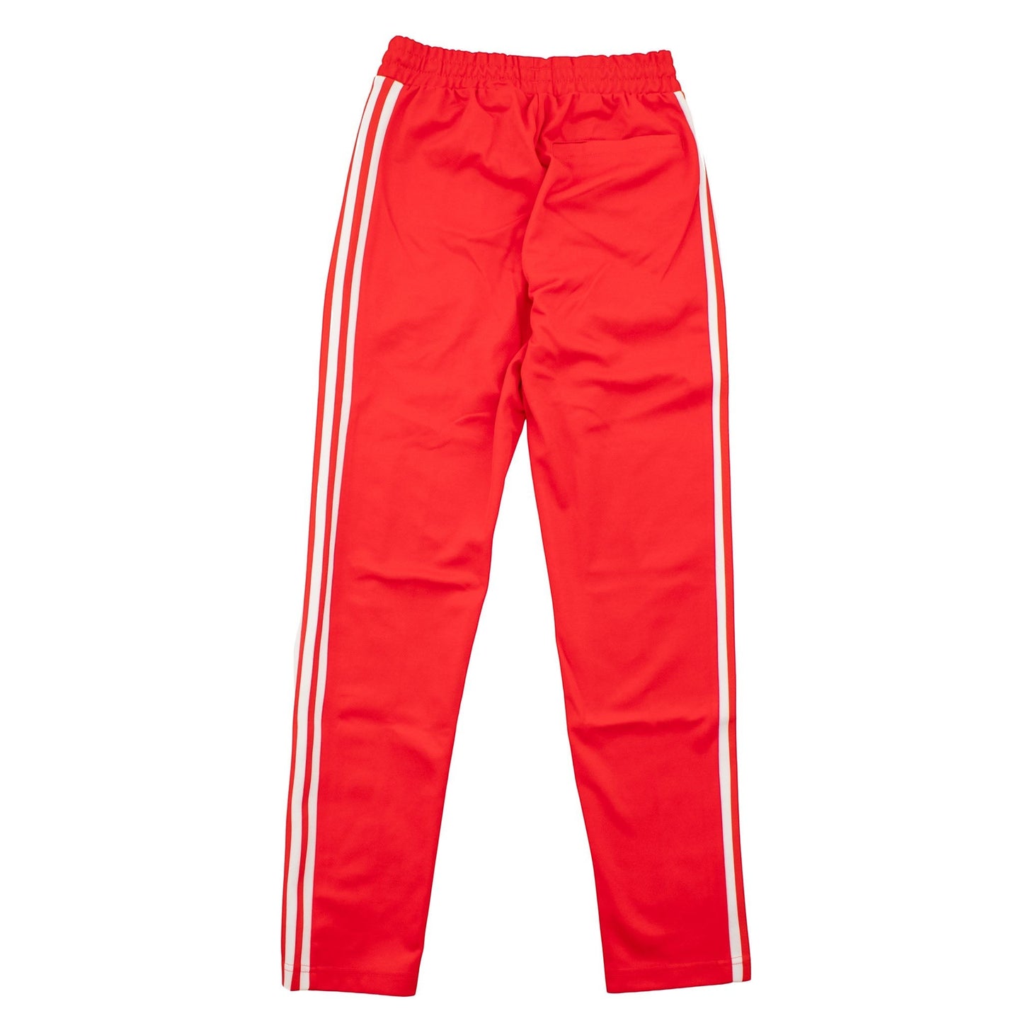 Brand Dealers Arena e.K. red Adidas Originals Beckenbauer track pants with white side stripes and FC Bayern logo.