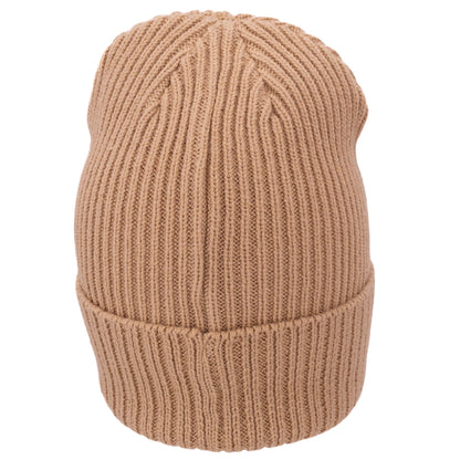 Brand Dealers Arena e.K. - BDA24 tan ribbed knit polyester beanie, one size, classic cuff style for winter or outdoor wear.