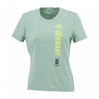 Brand Dealers Arena e.K. - BDA24 light green Adidas women's t-shirt with 'GERMANY' text and Olympic rings.