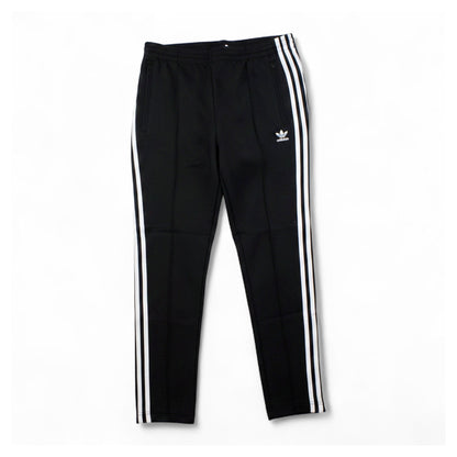 Brand Dealers Arena e.K. black polyester-cotton track pants with white Adidas 3-stripes and Trefoil logo.