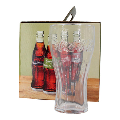 4x Gläser Coca Cola Relief Konturglas Longdrink Glas Box-Set 0,3l Liter 4-teilig