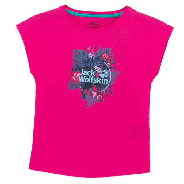 Jack Wolfskin Tropical kurzarm T-Shirt Kinder Baumwolle Pink 1607851-2010