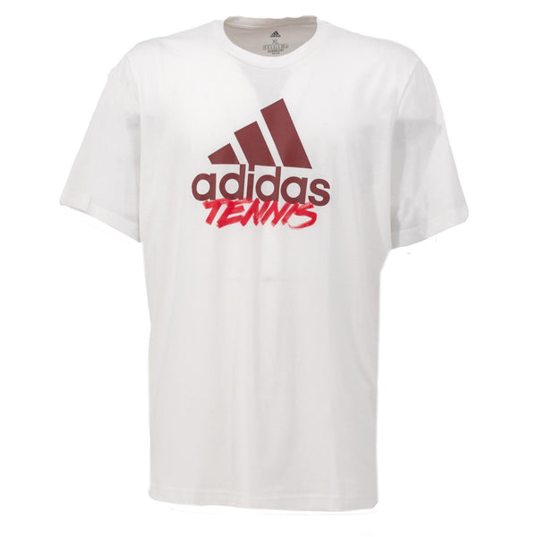Adidas Tennis Graphic Herren T-Shirt Sportshirt Aeroready Weiß GD9225